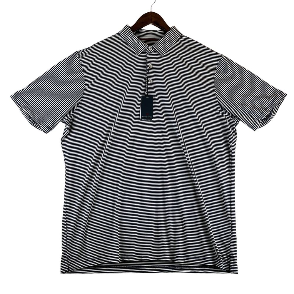 Michael Rouen Blue/White Striped Polo Performance Golf Shirt SZ 2XL NWT